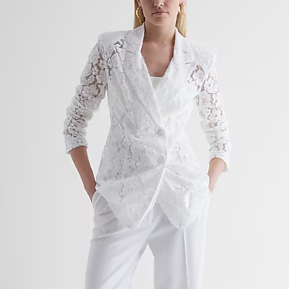 EXPRESS Double Breasted Structured Lace Power Blazer Size XS